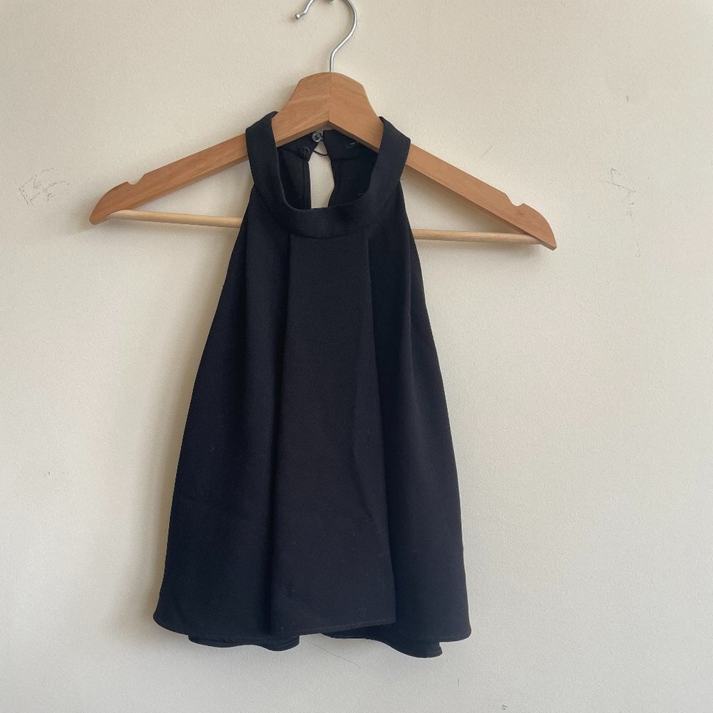 Zara Women's High Neck Pleated Crop Top, black, size Small